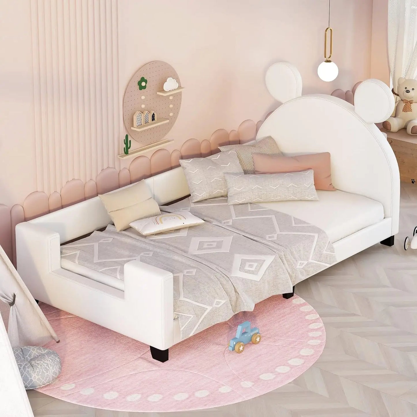 Bed Frame, Twin Size Wood Platform Bed Frame, with House-Shaped Headboard for Boys Girls Kids Toddle, Children Beds