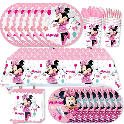 Minnie Mouse Birthday Party Decoration Girls Disposable Tableware Balloon Cups Plates Tablecloth Balloon Baby Shower Party Decor