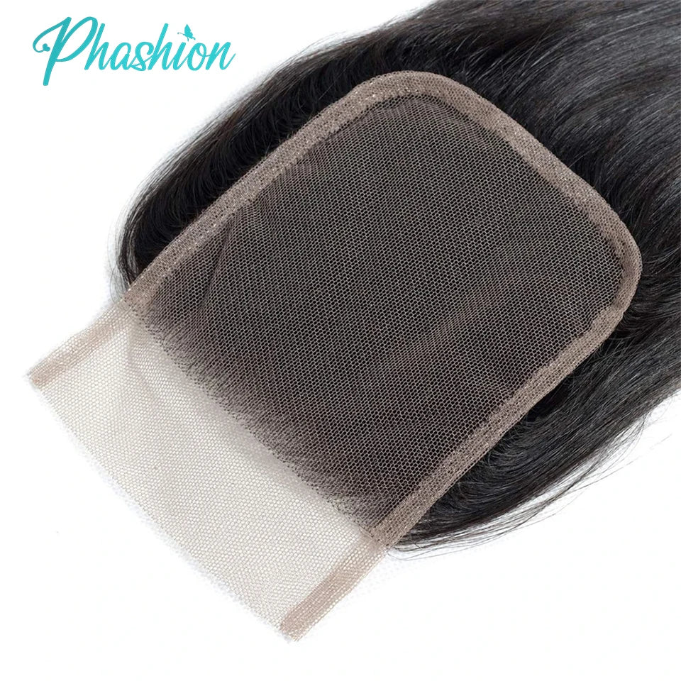 Phashion 13X4 Lace Frontal Straight 4x4 5X5 Closure Only Body Wave Pre Plucked Swiss HD Transparent 100% Remy Human Hair On Sale