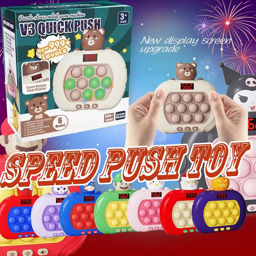 Pop Light Fidget Game Quick Push Bubble Game Portable Handheld Handle Toys  Boys Girls Gift for Kids Machine Relieve Stress Toys