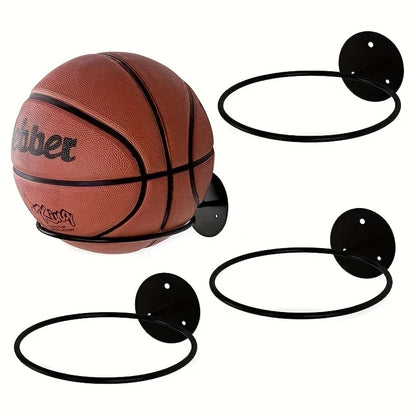 1pc/2pcs Metal Wall Mounted Sports Ball Display Stand For Basketball, Football, Volleyball, Durable Wall Storage Rack