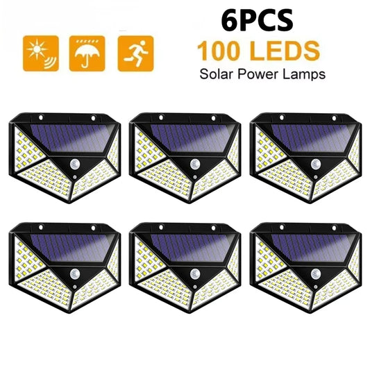 1/2/4/6/10Pcs 100 LED Wall Lights Outdoor Solar Lamp PIR Motion Sensor Solar Powered Sunlight Street Light for Garden Decoration