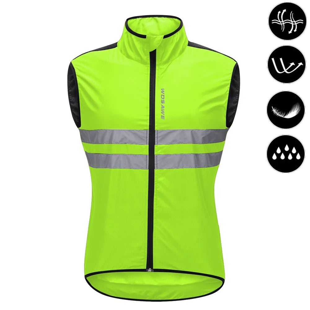 WOSAWE Cycling Windbreaker Men Packable Windproof Reflevtive Jacket Running Biking Hiking Riding Wind Coat MTB Bicycle Jersey