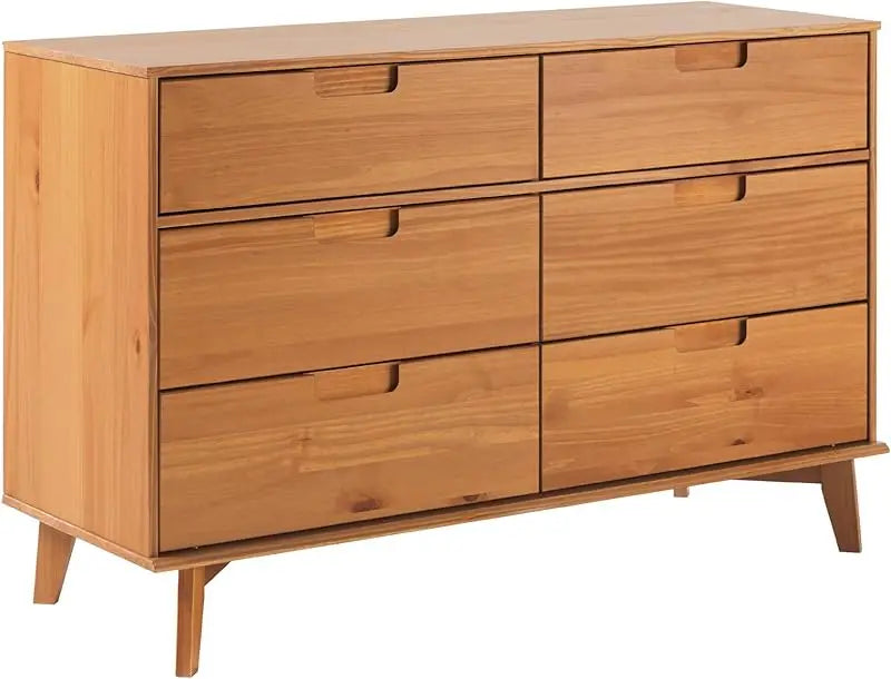 Walker Edison Modern 6-Drawer Dresser Bedroom Storage Organizer, 52 Inch, Walnut Finish