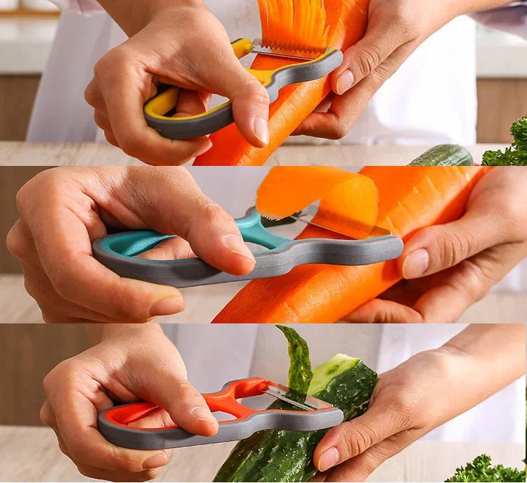 3pcs/set Peeler Stainless Steel Food Slicer Non-Slip Handle Manual Kitchen Peeling Tool Color Random Kitchen accessories