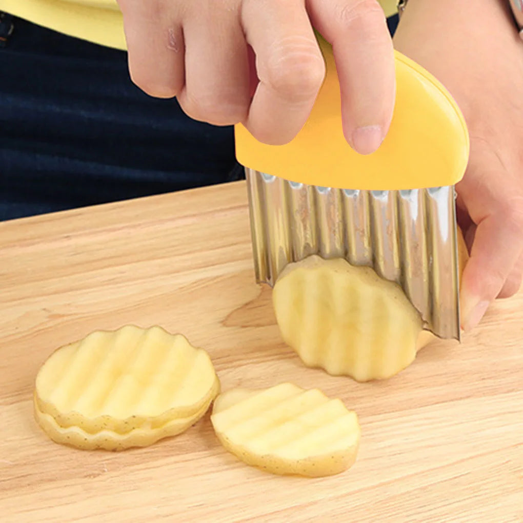 Potato Chip Slicer Vegetable Fruit Corrugated Wavy Knife French Fries Potato Cutter Kitchen Tools Accessories Gadget Supplies