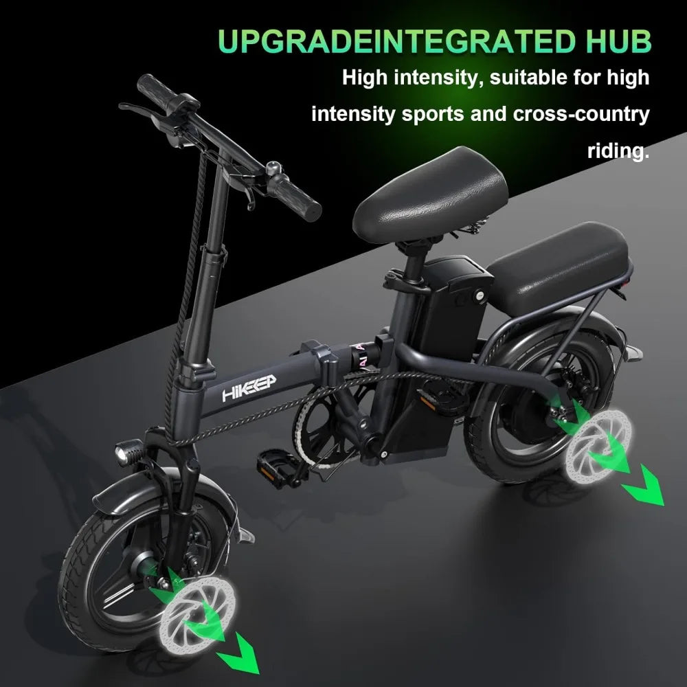 Folding Electric Bikes for Adults,14” Tire 22Mph 400W (Peak 600W) Motor Mini Small Ebike and Multi-Shock Absorption Adjustable