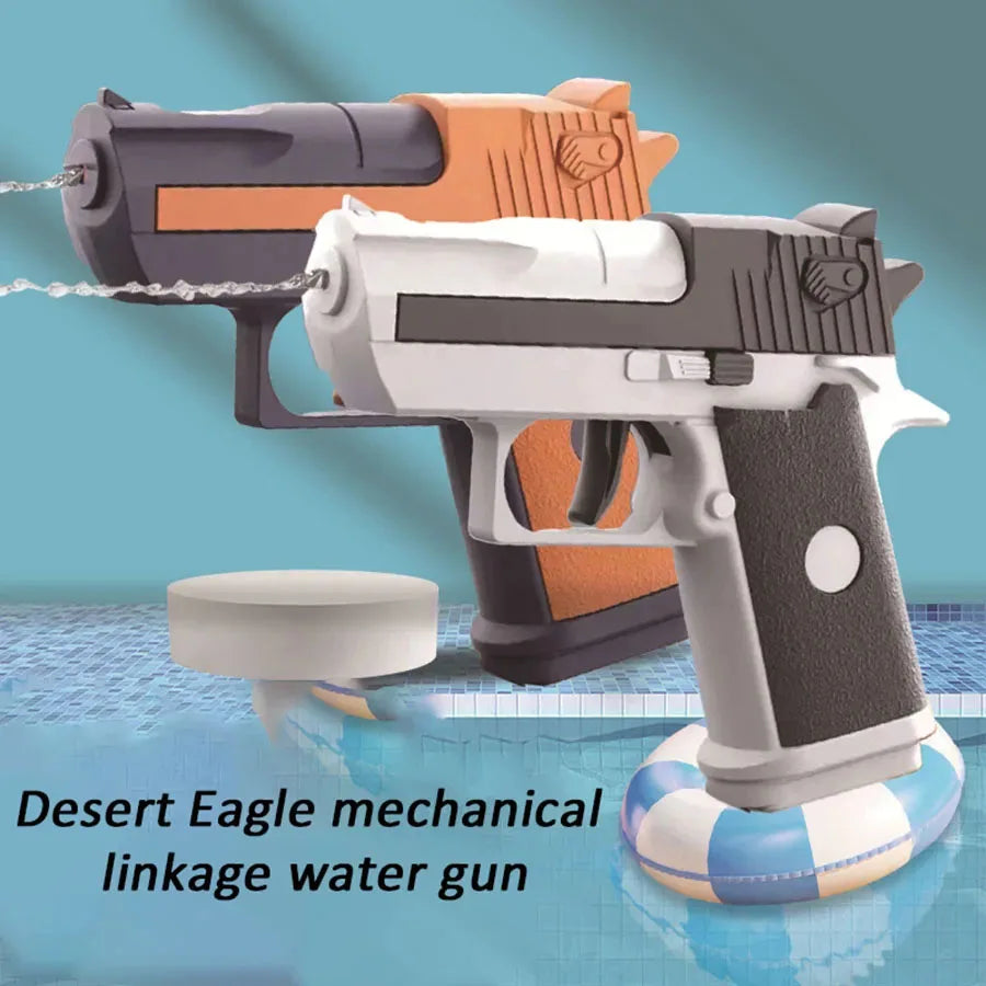 Kids Summer Mini Desert Eagle Mechanical Continuous Firing Water Gun Small Pistol Outdoor Beach Pool Toys Shoot Water Guns Gifts