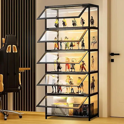 Display Cabinet, 5-Tier Tall Bookcase with Adjustable Shelves, Collectibles Toy Organizers Rack & Display Shelf, Bookshelf