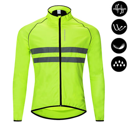 WOSAWE Cycling Windbreaker Men Packable Windproof Reflevtive Jacket Running Biking Hiking Riding Wind Coat MTB Bicycle Jersey