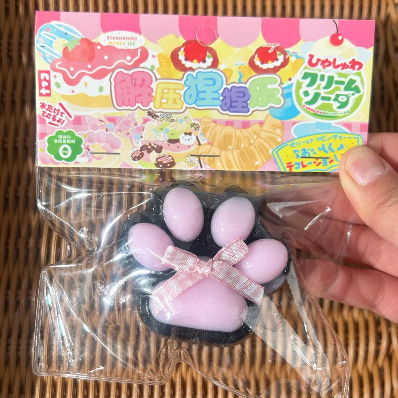 Cat Paw Mochi Taba Squishy Fidget Toy Cute Plush Cat Paw Silicone Slow Rebound Pinch Decompression Toy Stress Release Vent Toy