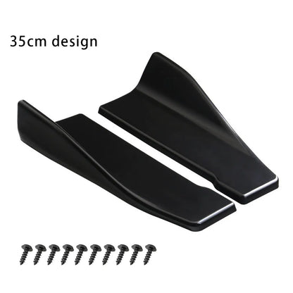 35cm 48cm Universal Fit Car Spoiler Lateral Bumper Rear Side Skirt Lip Rocker Wings Carbon Fiber Glossy Black Protection Trims