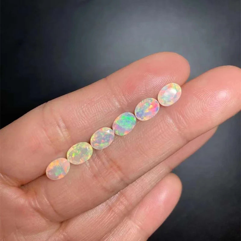 High Quality Natural Opal oval faced Shape Flat Bottom Opal / K Gold Jewelry Clock Inlay Gemstones Ring Face