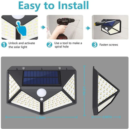 1/2/4/6/10Pcs 100 LED Wall Lights Outdoor Solar Lamp PIR Motion Sensor Solar Powered Sunlight Street Light for Garden Decoration