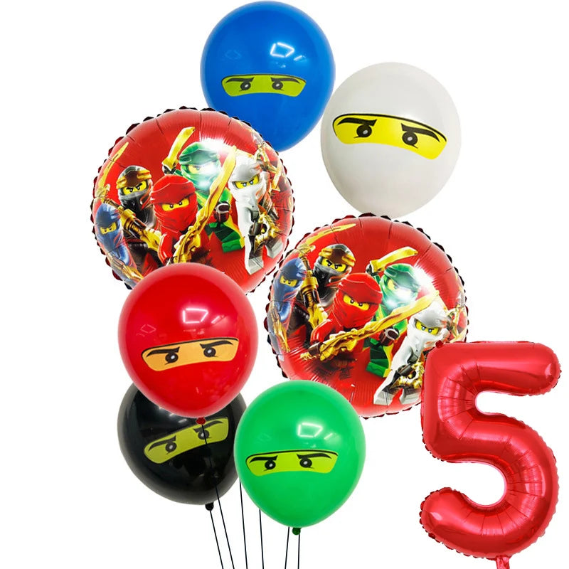 Cartoon Ninja Birthday Decorations  Paper Tableware Plate Cup Tablecloth Foil Ballons Kids Banner Cake Toppers Party Supplies