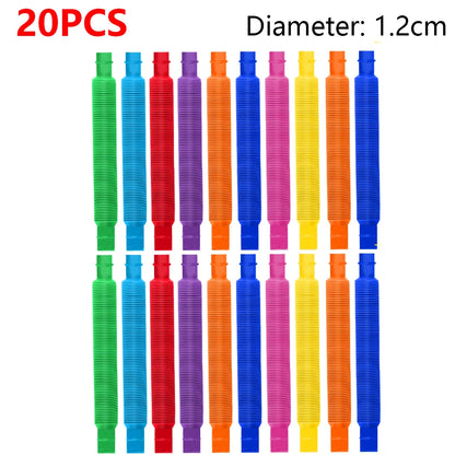 10-30PCS Colorful Telescopic Tubes Fidget Toys Plastic Sensory Pop Tubes Stress Relief Toys Adults Decompression Kids Toys Gifts