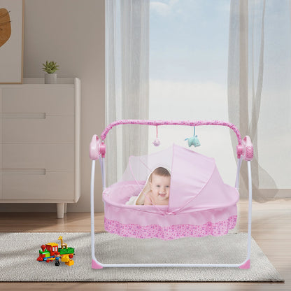 5 Gears Electric Baby Crib Cradle Bluetooth Auto-Swing Rocking Bassinet Sleep Bed Infant Rocker+Net Adjustable Nursery Furniture