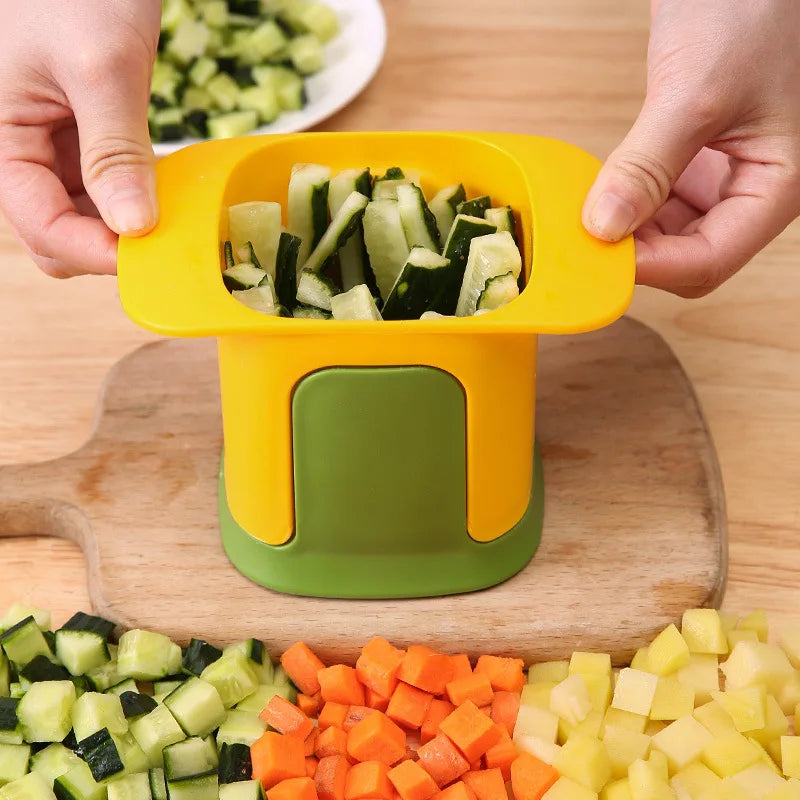 2-in-1 Vegetable Chopper Dicing Slitting Tool Hand Pressure Potato Carrot Onion Dicer Slicer Chopper Chips Cutting Box Gadgets