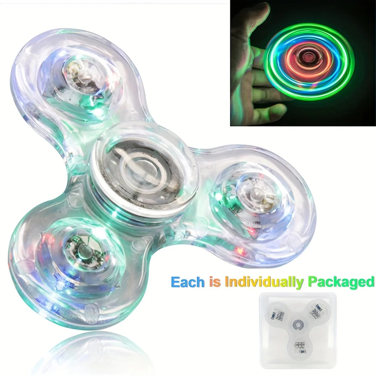 LED light Fidget Spinner Luminous Finger Stress Relief Toys Hand Top Spinners Glow in Dark Light Birthday Christmas Gift