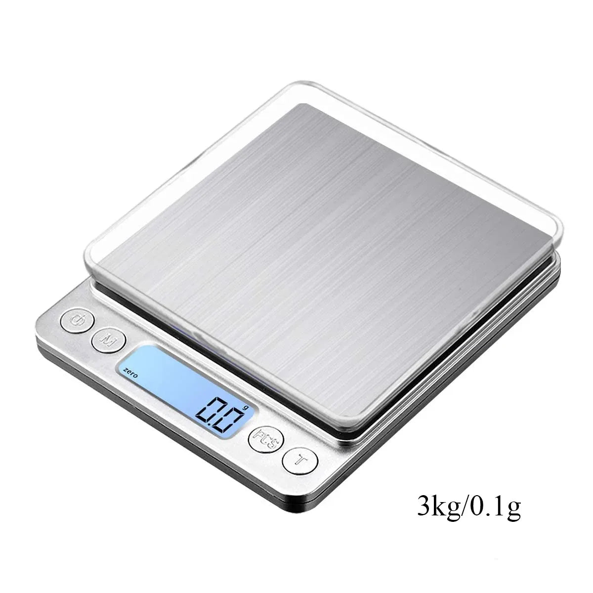 Digital Kitchen Scale 3000g/ 0.1g USB Charging with 2 Trays Home Mini Jewelry Pocket Scale with LCD Display Digital Food Scales