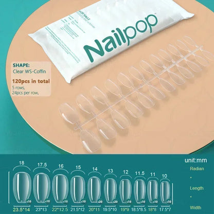 NAILPOP 120pcs Fake Nails Full Cover Press on Nails Coffin Soft Gel American Pose Capsule False Nail Tips for Extension System