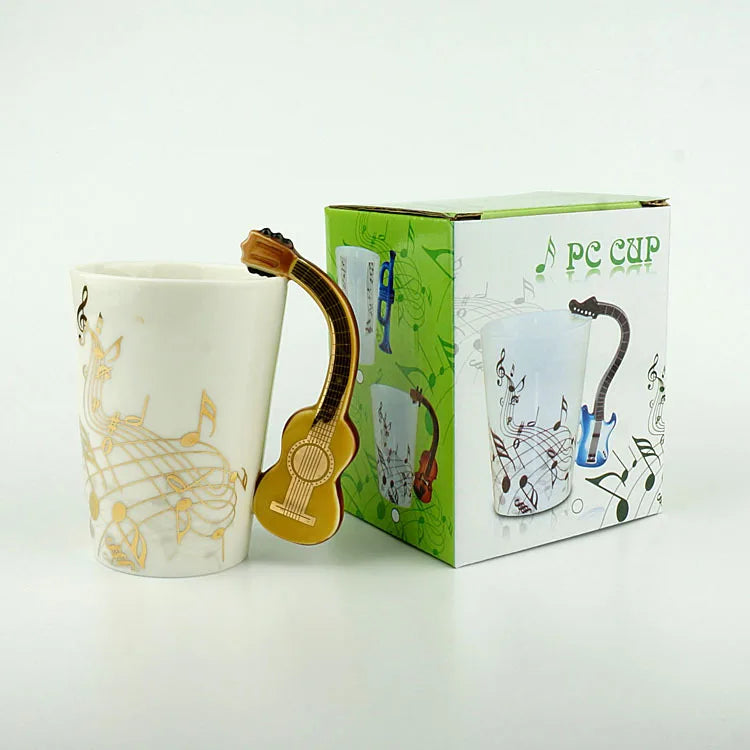 240ml Creative Music Ceramic Mug Guitar Violin Style Cute Coffee Tea Milk Stave Mugs And Cups with Handle Novelty Gifts