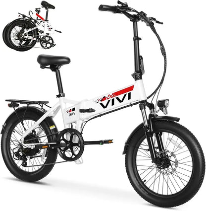 QVivi , 20" Folding Bike Peak 750W Ebikes for Adults, 21.7MPH Foldable Ebike Electric Bicycle with 48V Remo