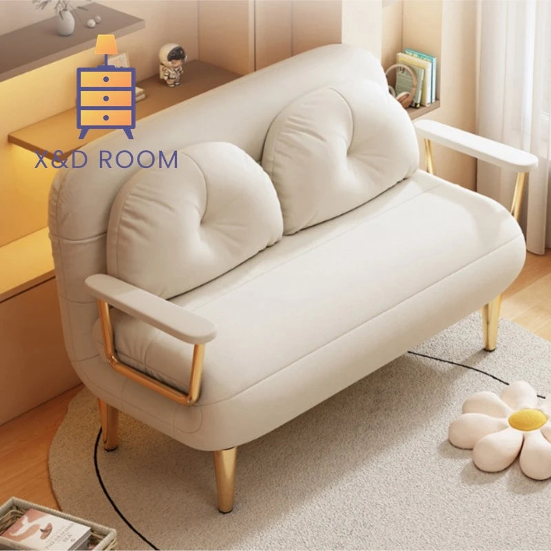 X&D Foldable Sofa New Sofa Bed Dual Use Single Small Unit Balcony Living Room Multi Functional Clouding Stretching Relaxing Sofa