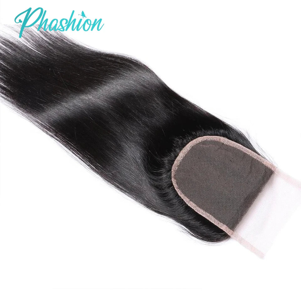 Phashion 13X4 Lace Frontal Straight 4x4 5X5 Closure Only Body Wave Pre Plucked Swiss HD Transparent 100% Remy Human Hair On Sale