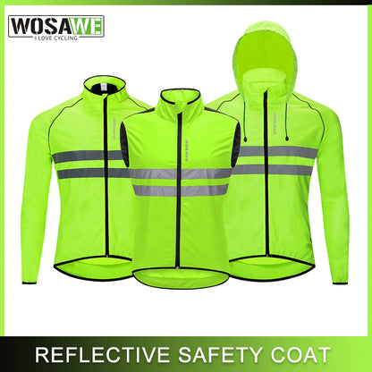 WOSAWE Cycling Windbreaker Men Packable Windproof Reflevtive Jacket Running Biking Hiking Riding Wind Coat MTB Bicycle Jersey