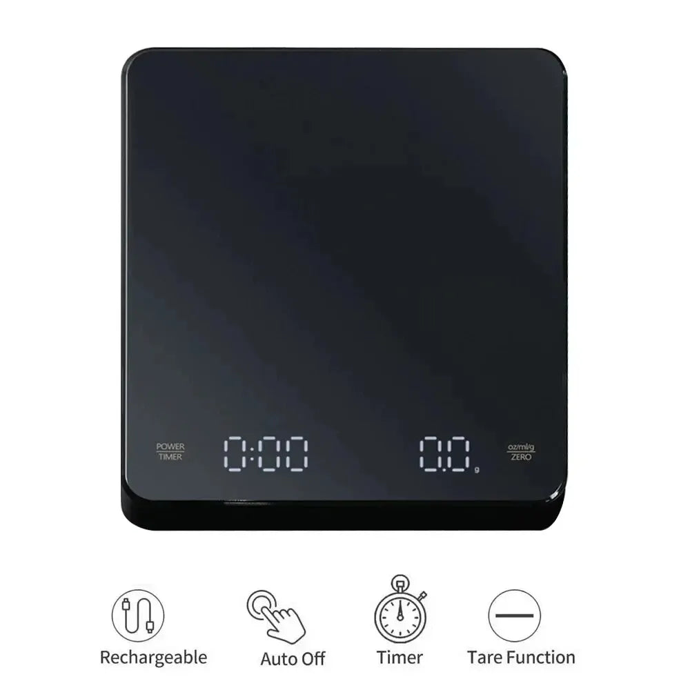 Digital Coffee Scale with Timer LED Screen Espresso USB 3kg Max.Weighing 0.1g High Precision Measures in Oz/ml/g Kitchen Scale