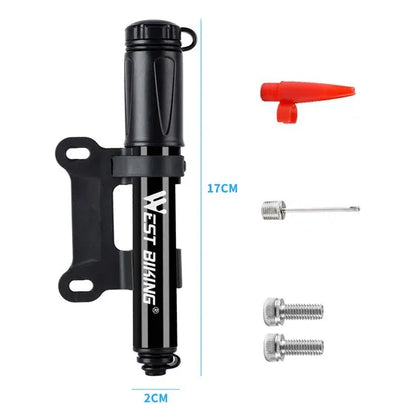 WEST BIKING 100Psi Mini Bike Pump Aluminum Alloy Bicycle Hand Air Pump Tire Inflator Schrader Presta Valve MTB Road Cycling Pump