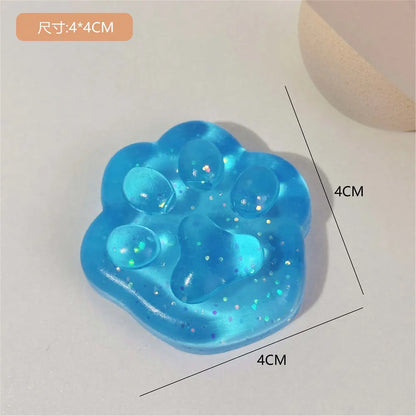 Kawaii Cat Paw Sticky Squeeze Toy Soft Realistic Jelly Glitter Cat's Claw Squishy Stress Relief Toys Kids Adults Unique Gifts