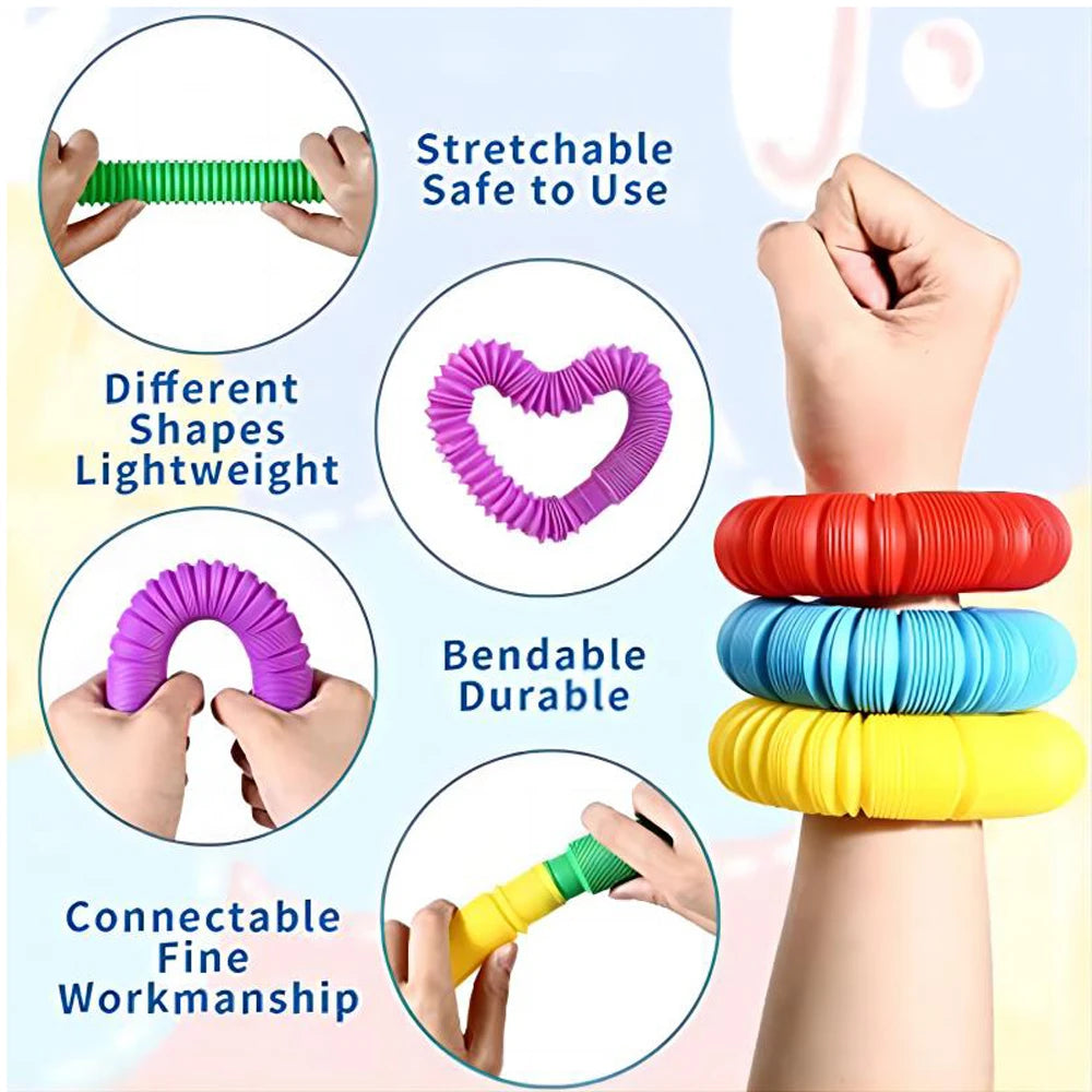 10-30PCS Colorful Telescopic Tubes Fidget Toys Plastic Sensory Pop Tubes Stress Relief Toys Adults Decompression Kids Toys Gifts