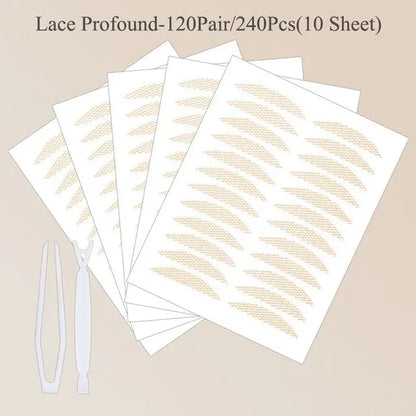 240Pcs Double Fold Eyelid Tape Sticker Lace Nature Clear Beige Stripe Self-adhesive Natural Eye Makeup Make Up With Tool New