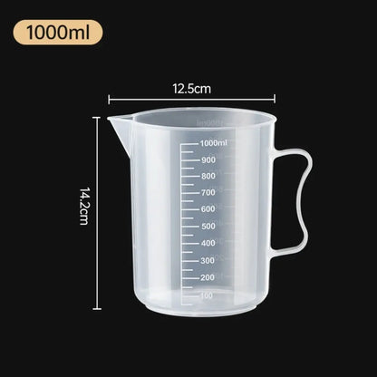 1PC Clear Graduated Measuring Cup Scale Plastic Transparent Mixing Cup Large Capacity With Lid Laboratory Beaker Kitchen Baking