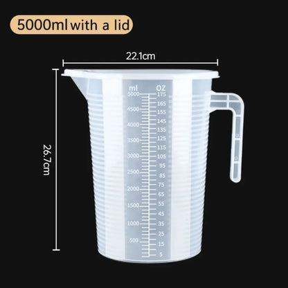 1PC Clear Graduated Measuring Cup Scale Plastic Transparent Mixing Cup Large Capacity With Lid Laboratory Beaker Kitchen Baking