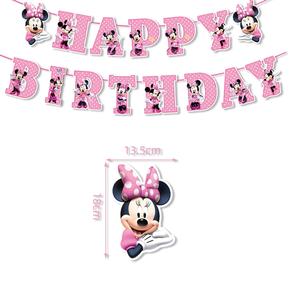 Minnie Mouse Birthday Party Decoration Girls Disposable Tableware Balloon Cups Plates Tablecloth Balloon Baby Shower Party Decor