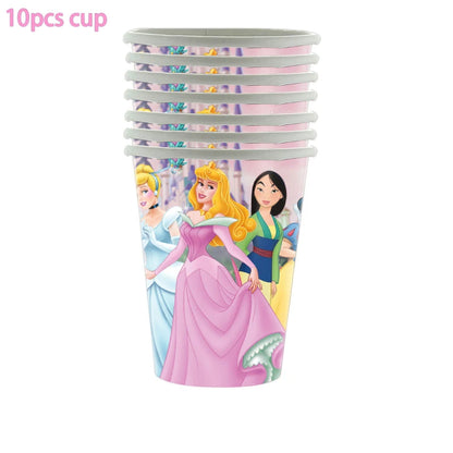 Disney Princess Party Disposable Tableware Set Plate Cup Napkin Disney Princess Birthday Party Decorations Supplies Girs Favor