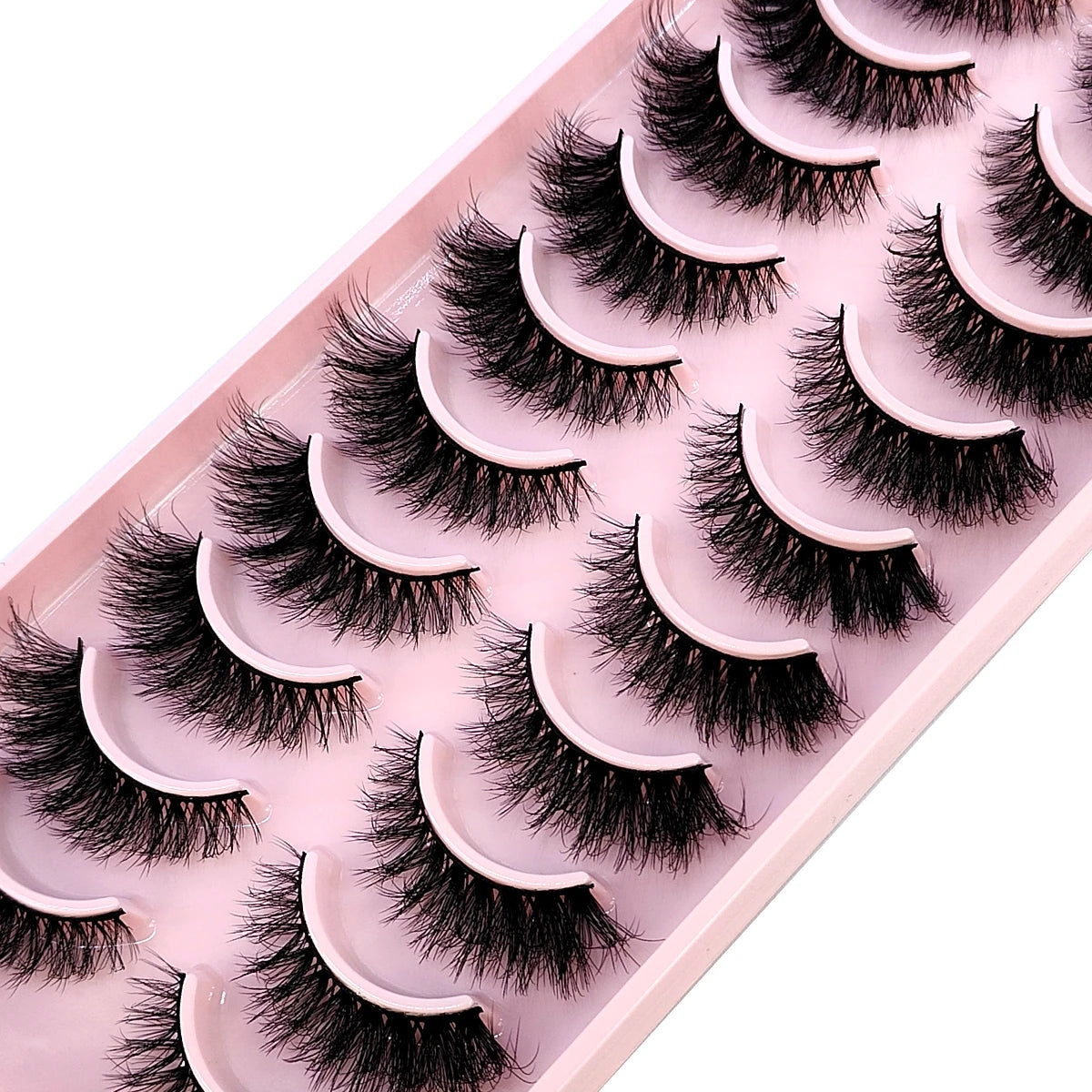 10 Pairs Faux Mink Eyelashes Handmade False Eyelashes Natural Nude Makeup Simulation Cross Messy Eye 3D Curly Eyelashes