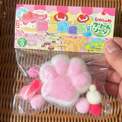 Cat Paw Mochi Taba Squishy Fidget Toy Cute Plush Cat Paw Silicone Slow Rebound Pinch Decompression Toy Stress Release Vent Toy