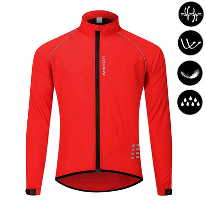 WOSAWE Men's Cycling Windbreaker Ultralight Reflective Windproof Jacket Men MTB Road Bike Wind Coat Long Sleeve Bicycle Clothing