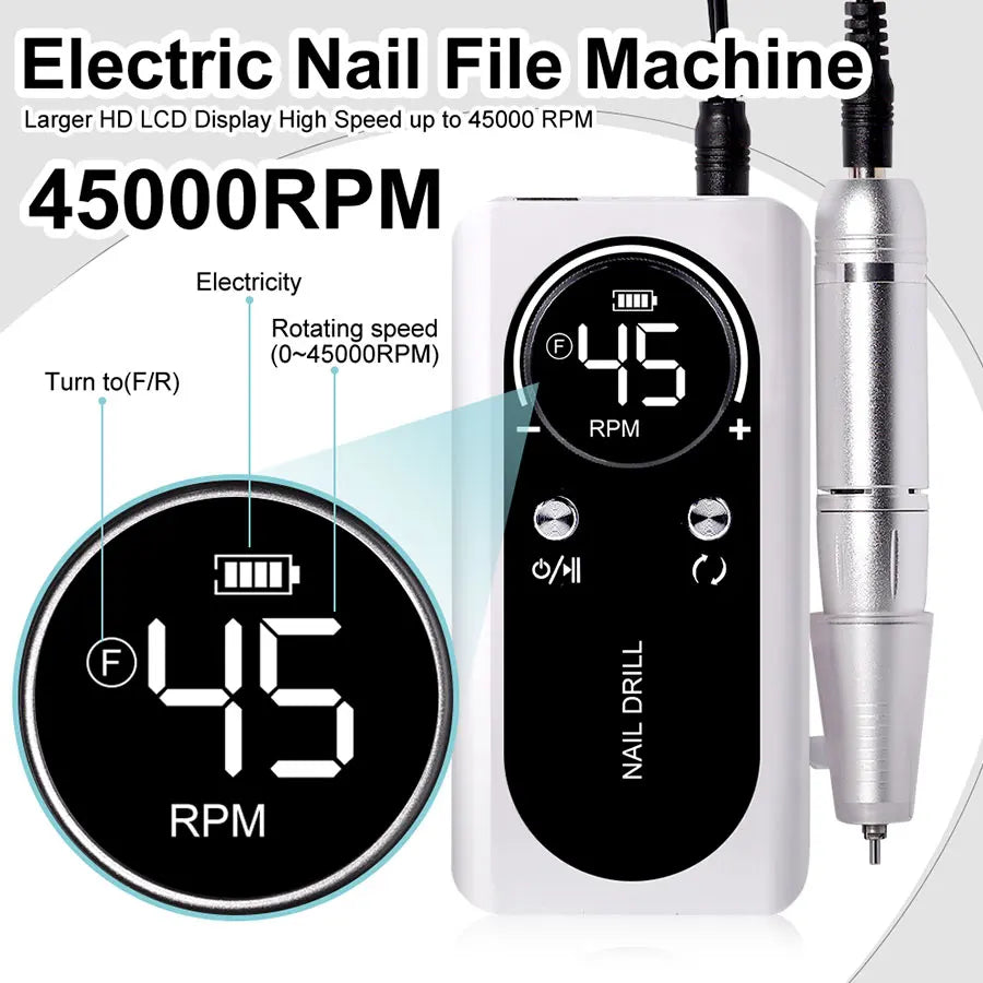 Portable Electric Nail Drill Rig Display Nail Grinder, Professional Nail Polish Grinder Nail Accessories Set