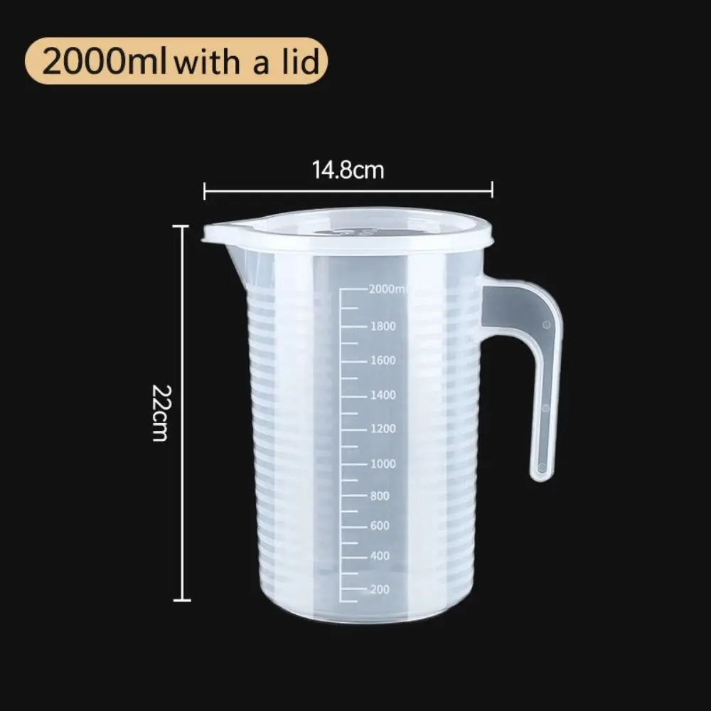 1PC Clear Graduated Measuring Cup Scale Plastic Transparent Mixing Cup Large Capacity With Lid Laboratory Beaker Kitchen Baking