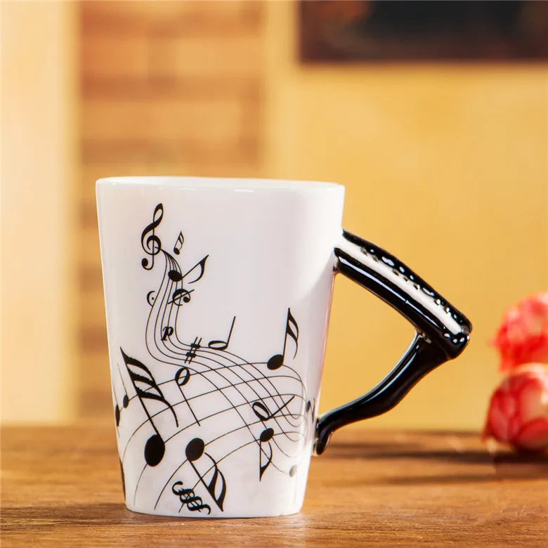 240ml Creative Music Ceramic Mug Guitar Violin Style Cute Coffee Tea Milk Stave Mugs And Cups with Handle Novelty Gifts