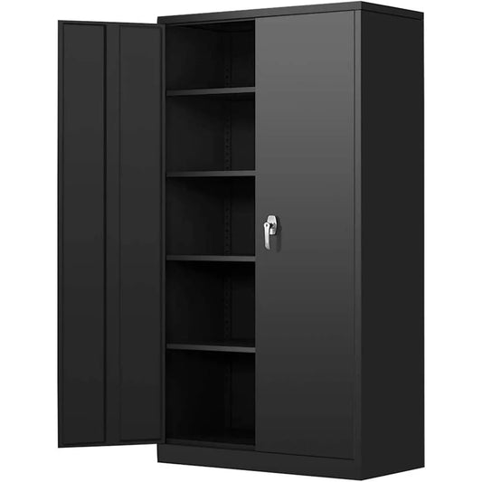 Steel Storage Cabinet 72" Locking Metal Garage Storage Cabinet with 4 Adjustable Shelves, 2 Doors and Lock for File, Office