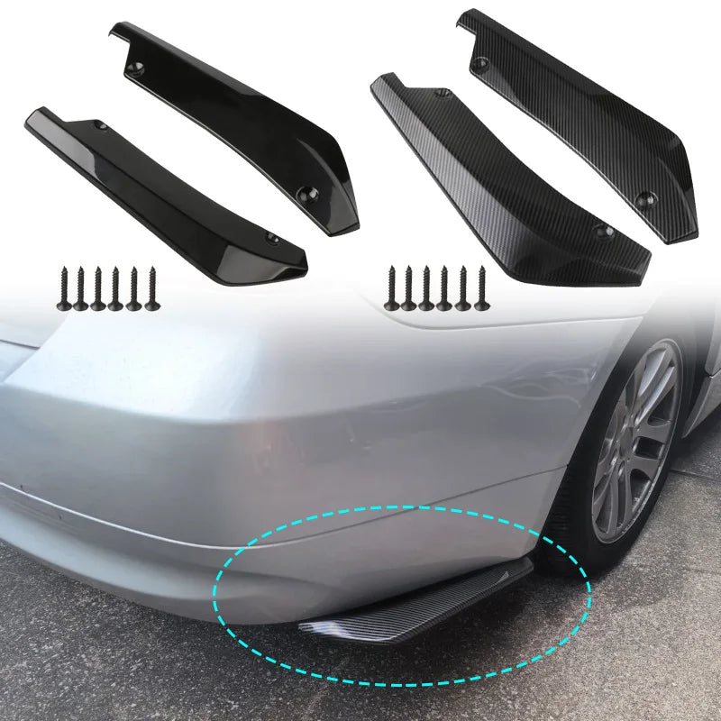 Pair Universal Car Front Rear Bumper Strip Lip Spoiler Diffuser Splitter Scratch Protector 44.5cm Winglets Side Skirt Extension