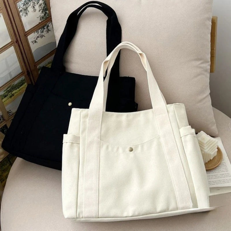 Large Capacity Canvas Tote Bags for Work Commuting Carrying Bag College Style Student Outfit Book Shoulder Bag