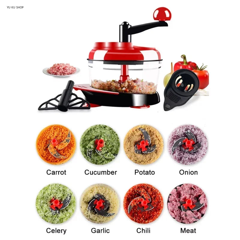 Mixer Food Processor Kitchen Manual Powerful Egg Blender Meat Grinder Vegetable Chopper Shredder Stainless Steel Blade Cutter