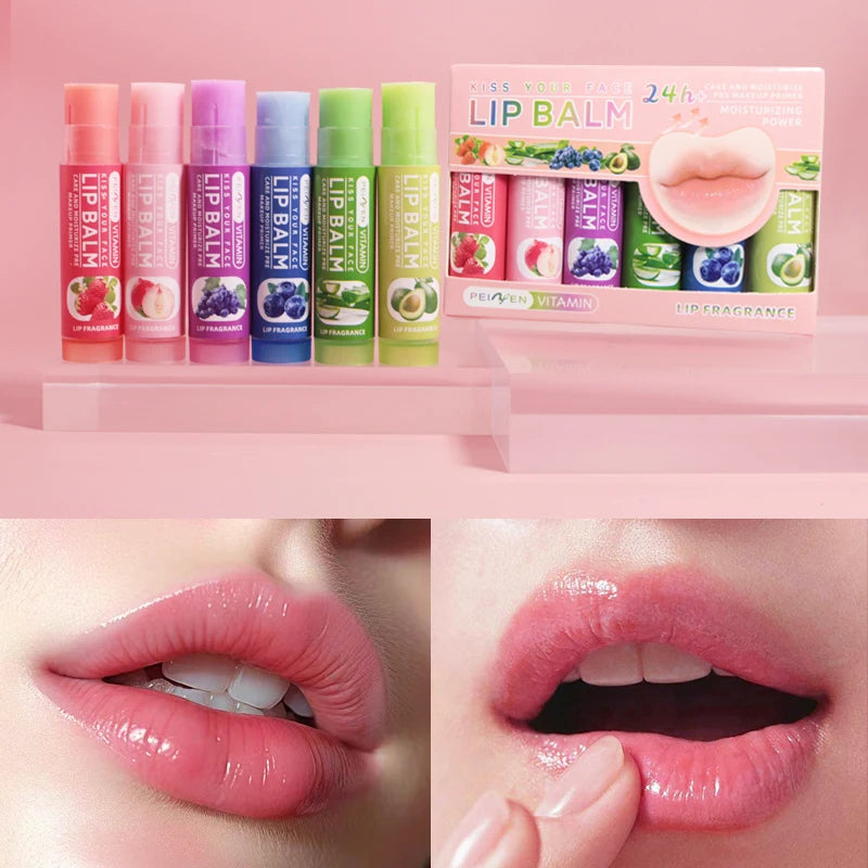 DNM Multi Fruit Flavors Moisturizing Hydrating Base Lip Balm Set Makeup Lip Care Daily Care Balm for Women and Men 6Pcs Set